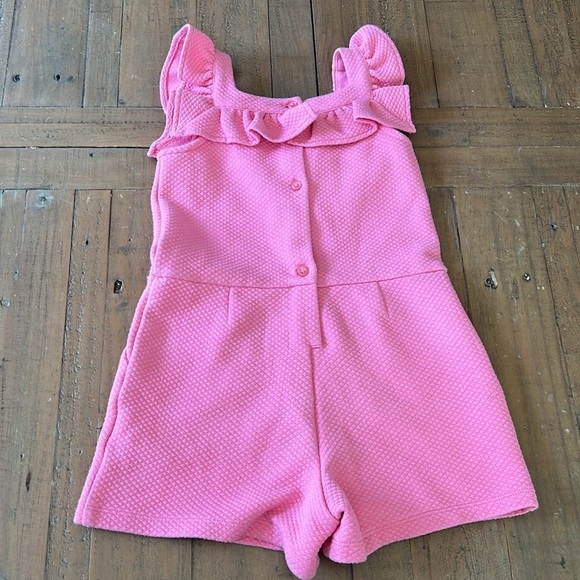 Janie and jack pink quilted short romper lace ruffles girls 4 - Picture 6 of 7